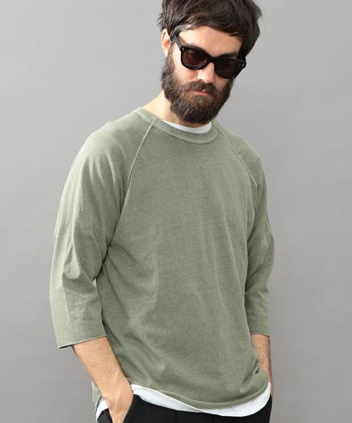 BEAUTY&YOUTH UNITED ARROWS（ビューティーアンドユースユナイテッドアローズ）の「BY ∴ ピグメント カットオフ クォータースリーブ カットソー◆（Tシャツ/カットソー・メンズ・オリーブ/ナチュラル/ダークグレー・LARGE/X-LARGE/MEDIUM/SMALL）」の4枚目の写真