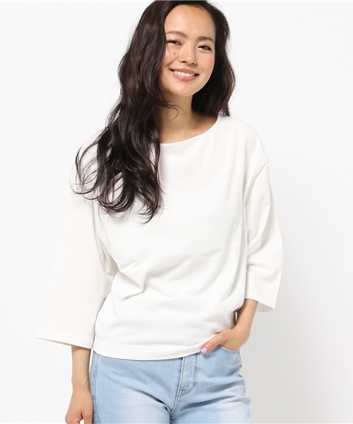 MOUSSY（マウジー）の「COTTON LOOSE BORDER TOPS（Tシャツ/カットソー・レディース・ダークネイビー/ホワイト系その他/ホワイト/ブラウン/ライトブラック・FREE）」の14枚目の写真