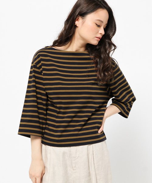 MOUSSY（マウジー）の「COTTON LOOSE BORDER TOPS（Tシャツ/カットソー・レディース・ダークネイビー/ホワイト系その他/ホワイト/ブラウン/ライトブラック・FREE）」の11枚目の写真