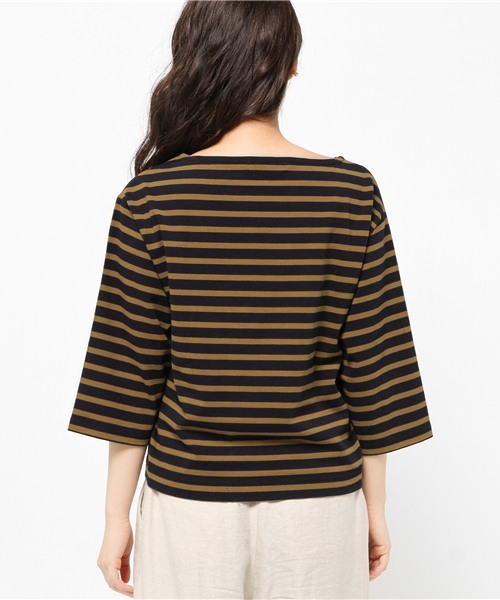 MOUSSY（マウジー）の「COTTON LOOSE BORDER TOPS（Tシャツ/カットソー・レディース・ダークネイビー/ホワイト系その他/ホワイト/ブラウン/ライトブラック・FREE）」の8枚目の写真