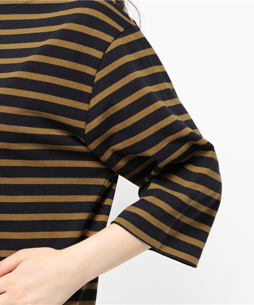 MOUSSY（マウジー）の「COTTON LOOSE BORDER TOPS（Tシャツ/カットソー・レディース・ダークネイビー/ホワイト系その他/ホワイト/ブラウン/ライトブラック・FREE）」の10枚目の写真