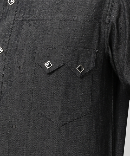 JOHN LAWRENCE SULLIVAN（ジョンローレンスサリバン）の「RIGID DENIM COWBOY SHIRT（シャツ/ブラウス・メンズ・ブラック/インディゴブルー・36/34/38/46/44/42）」の3枚目の写真
