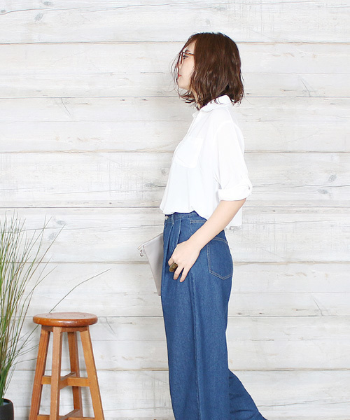 reca(レカ)の「7分袖スキッパーシフォンシャツ(シャツ/ブラウス・レディース・ブラック/カーキ/レッド/オフホワイト・M)」の20枚目の写真