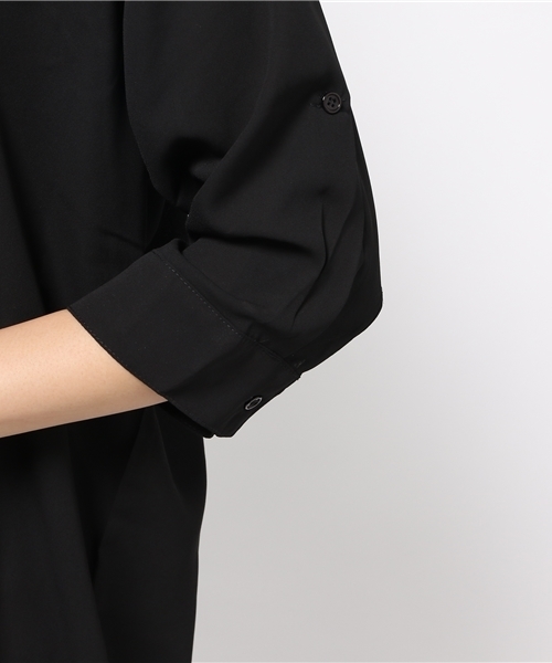 reca(レカ)の「7分袖スキッパーシフォンシャツ(シャツ/ブラウス・レディース・ブラック/カーキ/レッド/オフホワイト・M)」の9枚目の写真