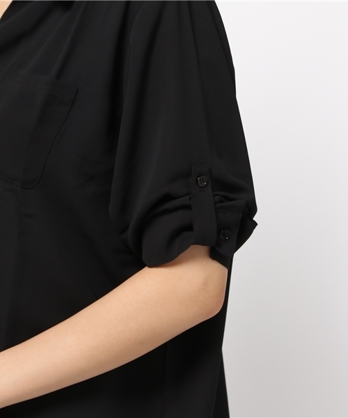 reca(レカ)の「7分袖スキッパーシフォンシャツ(シャツ/ブラウス・レディース・ブラック/カーキ/レッド/オフホワイト・M)」の10枚目の写真
