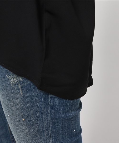 reca(レカ)の「7分袖スキッパーシフォンシャツ(シャツ/ブラウス・レディース・ブラック/カーキ/レッド/オフホワイト・M)」の12枚目の写真