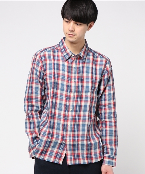 Quiksilver(クイックシルバー)の「LINEN CHECK LS(シャツ/ブラウス・メンズ・ブルー/レッド・MEDIUM/LARGE/SMALL)」の1枚目の写真