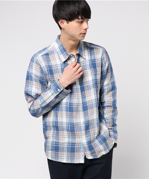 Quiksilver(クイックシルバー)の「LINEN CHECK LS(シャツ/ブラウス・メンズ・ブルー/レッド・MEDIUM/LARGE/SMALL)」の2枚目の写真