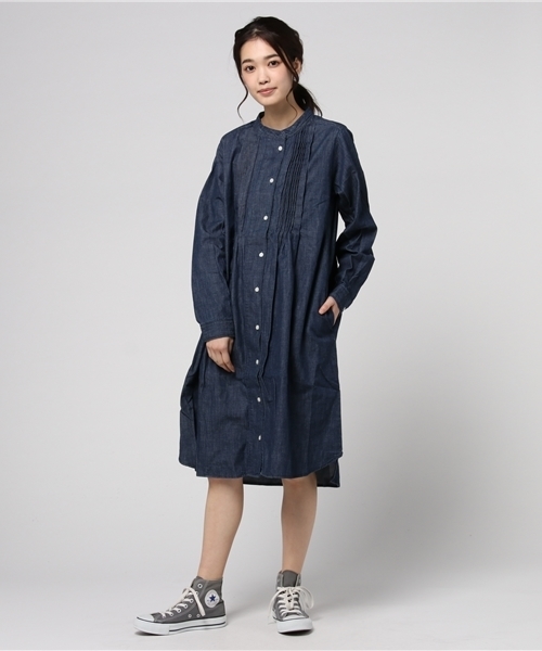 LBC(エルビーシー)の「デニムスタンドカラーワンピース (ワンピース・レディース・ネイビー/ブルー・MEDIUM/LARGE)」の1枚目の写真