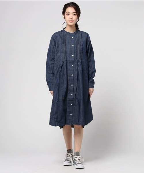 LBC(エルビーシー)の「デニムスタンドカラーワンピース (ワンピース・レディース・ネイビー/ブルー・MEDIUM/LARGE)」の3枚目の写真