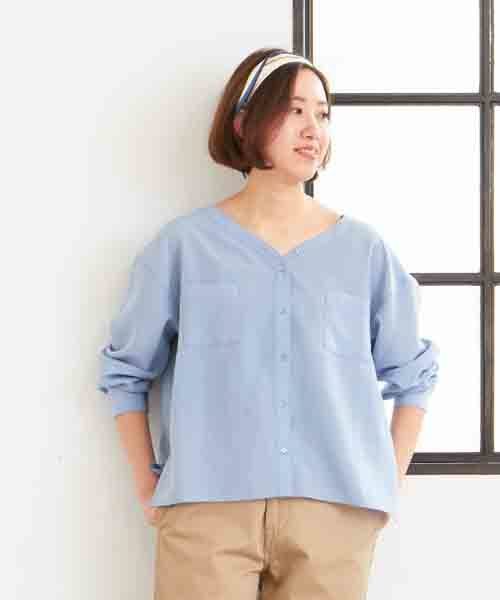 un dix cors（アンディコール）の「デコルテシャツブラウス（シャツ/ブラウス・レディース・ブルー/ホワイト/イエロー・ﾌﾘ-）」の11枚目の写真