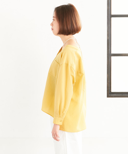 un dix cors（アンディコール）の「デコルテシャツブラウス（シャツ/ブラウス・レディース・ブルー/ホワイト/イエロー・ﾌﾘ-）」の16枚目の写真