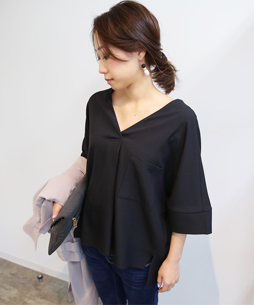 Luz Llena (philter)(ラズレナ フィルター)の「ジョーゼット・ドルマン半袖ブラウス(シャツ/ブラウス・レディース・オフホワイト/ネイビー/ピンク/ブラック/カーキ・MEDIUM)」の1枚目の写真