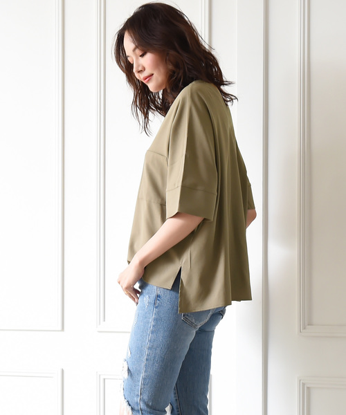 Luz Llena (philter)(ラズレナ フィルター)の「ジョーゼット・ドルマン半袖ブラウス(シャツ/ブラウス・レディース・オフホワイト/ネイビー/ピンク/ブラック/カーキ・MEDIUM)」の17枚目の写真