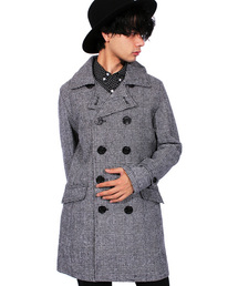 ８(eight) | チェック ロング ダッフルコート ウール メルトン(ピーコート)