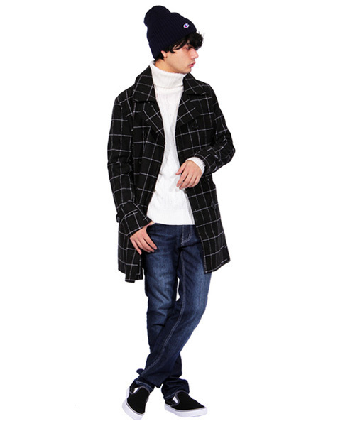 ８(eight)（エイト）の「チェック ロング Ｐコート メルトン（ピーコート・メンズ・チャコールグレー/グレー/その他/その他1・MEDIUM/LARGE/X-LARGE）」の14枚目の写真