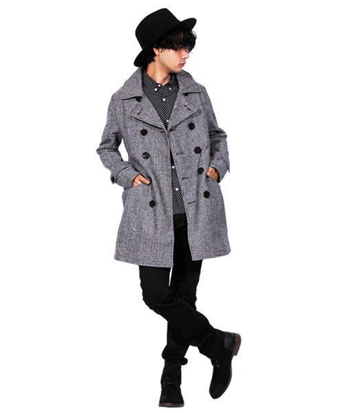 ８(eight)（エイト）の「チェック ロング Ｐコート メルトン（ピーコート・メンズ・チャコールグレー/グレー/その他/その他1・MEDIUM/LARGE/X-LARGE）」の11枚目の写真