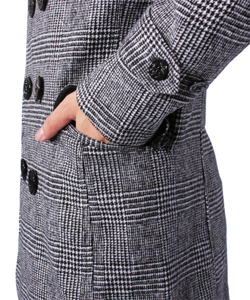 ８(eight)（エイト）の「チェック ロング Ｐコート メルトン（ピーコート・メンズ・チャコールグレー/グレー/その他/その他1・MEDIUM/LARGE/X-LARGE）」の12枚目の写真