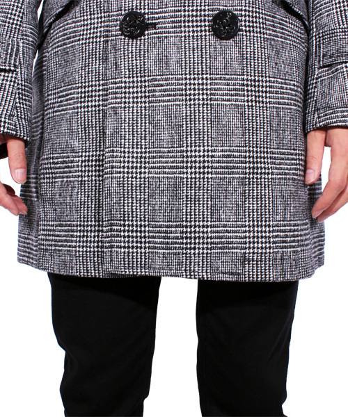 ８(eight)（エイト）の「チェック ロング Ｐコート メルトン（ピーコート・メンズ・チャコールグレー/グレー/その他/その他1・MEDIUM/LARGE/X-LARGE）」の6枚目の写真