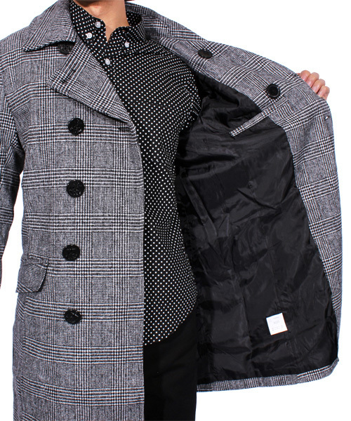 ８(eight)（エイト）の「チェック ロング Ｐコート メルトン（ピーコート・メンズ・チャコールグレー/グレー/その他/その他1・MEDIUM/LARGE/X-LARGE）」の10枚目の写真