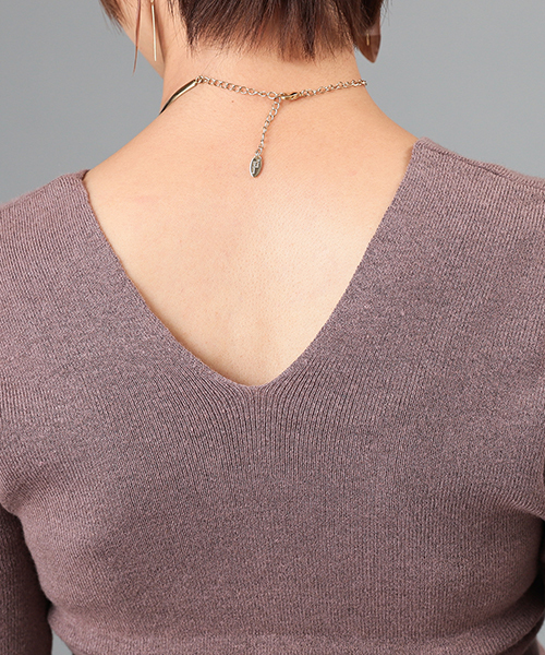 RIVE DROITE（リヴドロワ）の「2way釦付Vネックニット（ニット/セーター・レディース・ブラック/グレー/ベージュ・FREE）」の7枚目の写真