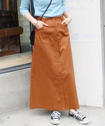 麻混チノAラインスカート◆