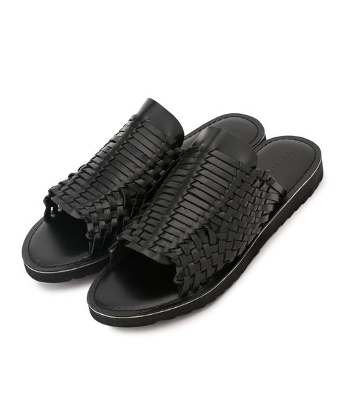 SHIPS JET BLUE（シップスジェットブルー）の「TONALA: レザーメッシュスリッパサンダル（サンダル・メンズ・ブラック/ブラウン・40/41/42/43）」の2枚目の写真