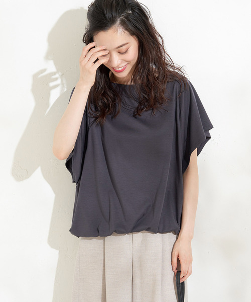 RIVE DROITE（リヴドロワ）の「C/Cuギャザーヘムカットソー（Tシャツ/カットソー・レディース・ホワイト/チャコールグレー・FREE）」の2枚目の写真