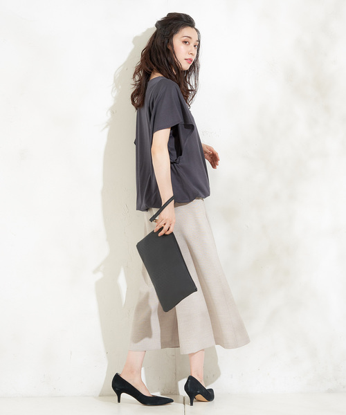 RIVE DROITE（リヴドロワ）の「C/Cuギャザーヘムカットソー（Tシャツ/カットソー・レディース・ホワイト/チャコールグレー・FREE）」の6枚目の写真