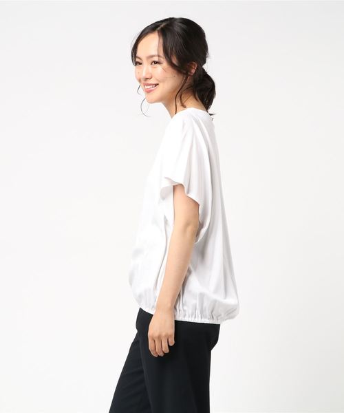 RIVE DROITE（リヴドロワ）の「C/Cuギャザーヘムカットソー（Tシャツ/カットソー・レディース・ホワイト/チャコールグレー・FREE）」の3枚目の写真