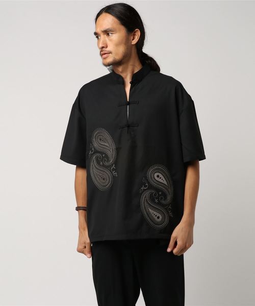 NOT CONVENTIONAL（ノットコンベンショナル）の「NOTCONVENTIONAL/china pullover（シャツ/ブラウス・メンズ・ブラック/ベージュ・FREE）」の2枚目の写真