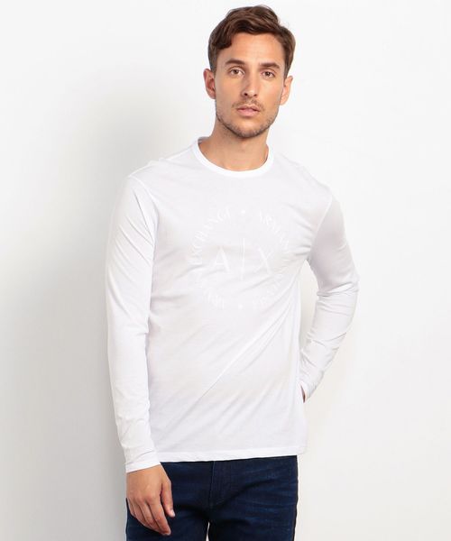 ARMANI EXCHANGE(アルマーニエクスチェンジ)の「【A|Xアルマーニ エクスチェンジ】サークルAXロゴ ロングTシャツ(Tシャツ/カットソー・メンズ・ホワイト/ネイビー・SMALL/MEDIUM/LARGE/X-LARGE/X-SMALL)」の2枚目の写真