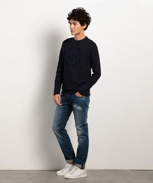 ARMANI EXCHANGE(アルマーニエクスチェンジ)の「【A|Xアルマーニ エクスチェンジ】サークルAXロゴ ロングTシャツ(Tシャツ/カットソー・メンズ・ホワイト/ネイビー・SMALL/MEDIUM/LARGE/X-LARGE/X-SMALL)」の9枚目の写真