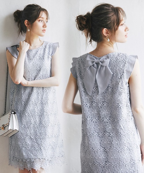 後ろリボン付き総レースサックワンピース ワンピース Tocco Closet トッコ クローゼット のファッション通販 Zozotown