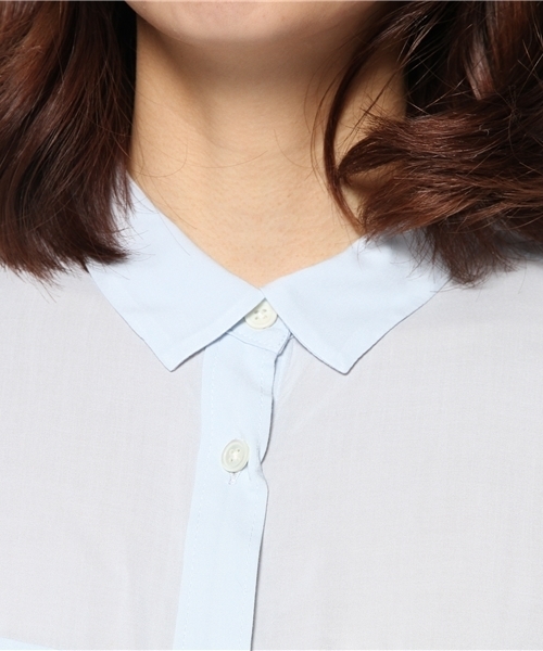 PLST(プラステ)の「レーヨン長袖スリムシャツ(シャツ/ブラウス・レディース・スカイブルー/サーモンピンク/オレンジ/オフホワイト・2)」の10枚目の写真