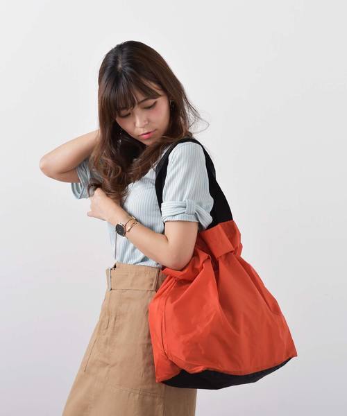 VitaFelice(ヴィータフェリーチェ)の「巾着&トートナイロンエコバッグ(エコバッグ/サブバッグ・レディース・オレンジ/ブラック/レッド/グリーン/グレー/ネイビー/ブラウン・FREE)」の7枚目の写真