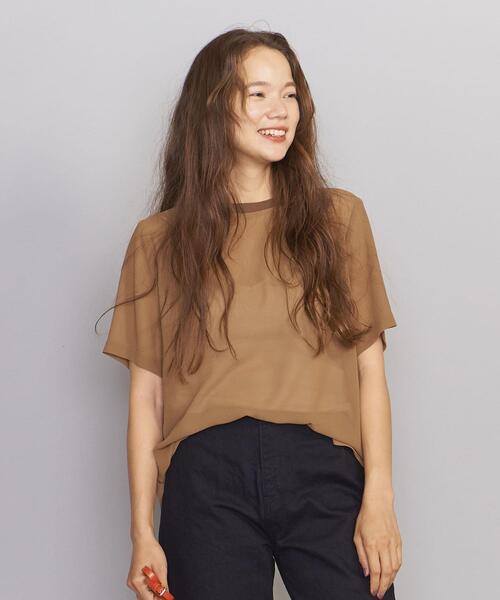 BEAUTY&YOUTH UNITED ARROWS（ビューティーアンドユースユナイテッドアローズ）の「BY シフォンシアーTシャツ（Tシャツ/カットソー・レディース・ブラック/ベージュ/ホワイト・FREE）」の10枚目の写真