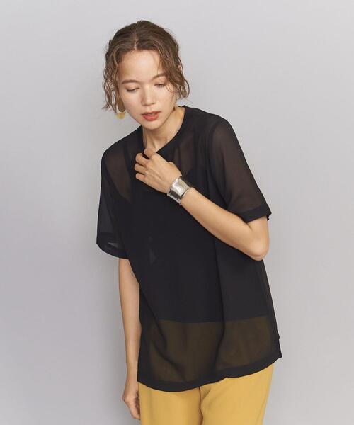 BEAUTY&YOUTH UNITED ARROWS（ビューティーアンドユースユナイテッドアローズ）の「BY シフォンシアーTシャツ（Tシャツ/カットソー・レディース・ブラック/ベージュ/ホワイト・FREE）」の12枚目の写真
