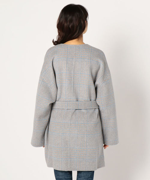 NOLLEY'S（ノーリーズ）の「配色ノーカラーショートコート（ノーカラー