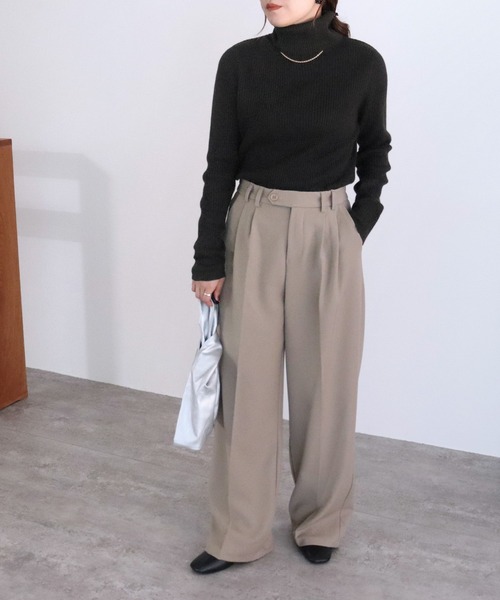 reca（レカ）の「サイズが選べて、カラバリ豊富！リブタートルベーシックハイネックニット（ニット/セーター・レディース・ブラック/オフホワイト/グリーン/マスタード/杢グレー/ベージュ/ピンク/グレー/ブラウン/アイボリー/パープル系その他/スカイブルー系・M/L）」の13枚目の写真