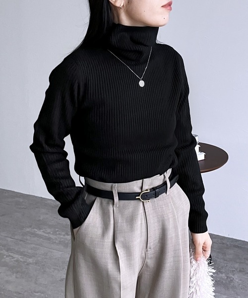 サイズが選べて、カラバリ豊富！リブタートルベーシックハイネック