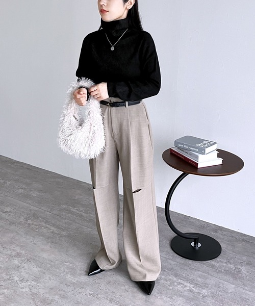 reca（レカ）の「サイズが選べて、カラバリ豊富！リブタートルベーシックハイネックニット（ニット/セーター・レディース・ブラック/オフホワイト/グリーン/マスタード/杢グレー/ベージュ/ピンク/グレー/ブラウン/アイボリー/パープル系その他/スカイブルー系・M/L）」の17枚目の写真