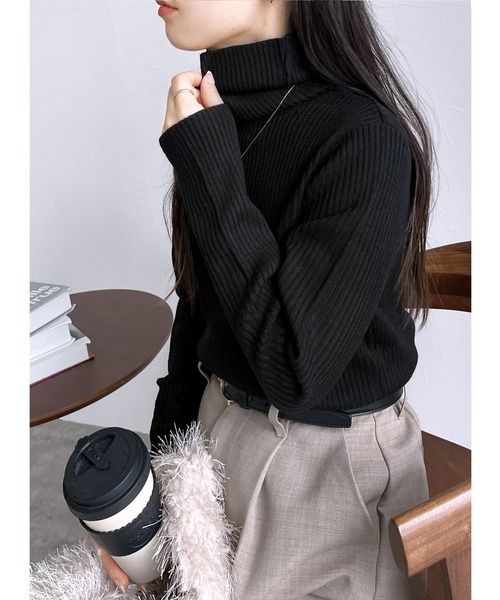 サイズが選べて、カラバリ豊富！リブタートルベーシックハイネック