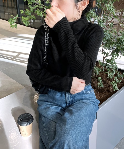 サイズが選べて、カラバリ豊富！リブタートルベーシックハイネック