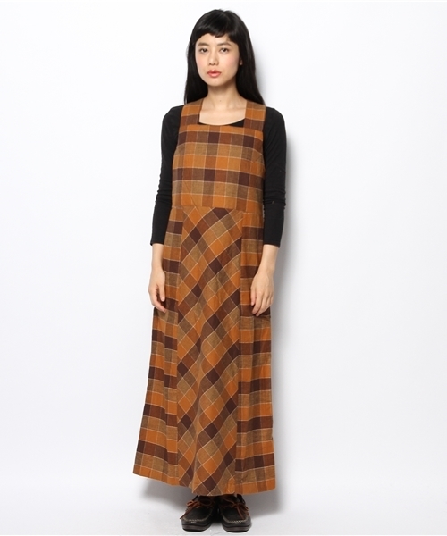 BEAMS BOY（ビームスボーイ）の「◎BEAMS BOY / ビエラ チェック ジャンパースカート（ワンピース・レディース・ブラウン/ブルー・ONE SIZE）」の3枚目の写真