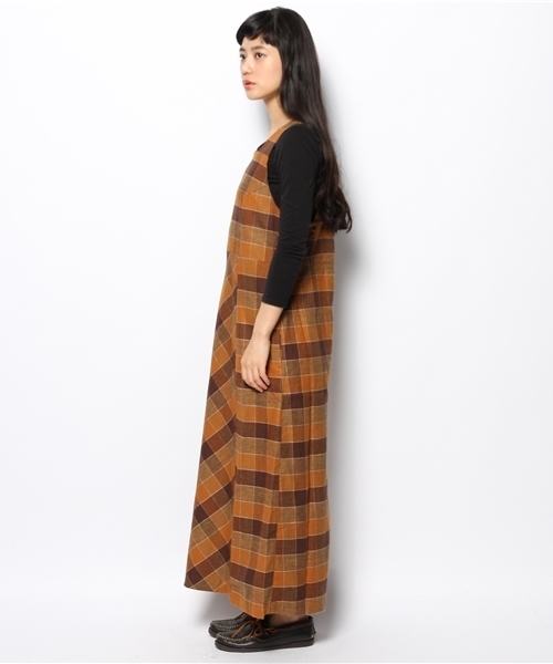 BEAMS BOY（ビームスボーイ）の「◎BEAMS BOY / ビエラ チェック ジャンパースカート（ワンピース・レディース・ブラウン/ブルー・ONE SIZE）」の4枚目の写真