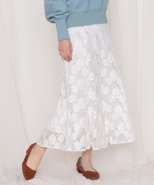 Cheek（チーク）の「配色レースマーメイドスカート（スカート・レディース・オフホワイト/カーキ/モカ・MEDIUM）」の16枚目の写真