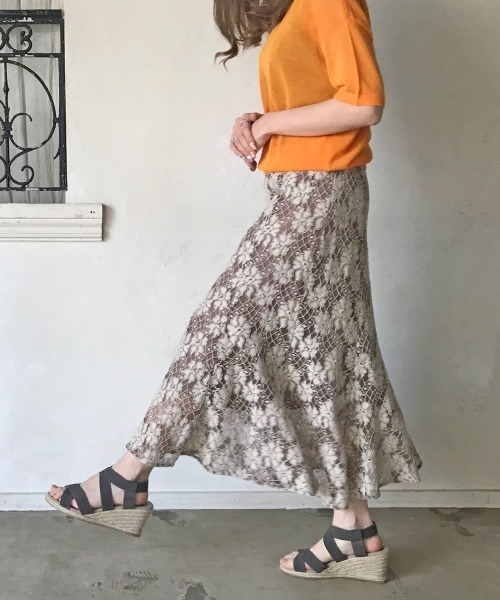 Cheek（チーク）の「配色レースマーメイドスカート（スカート・レディース・オフホワイト/カーキ/モカ・MEDIUM）」の22枚目の写真