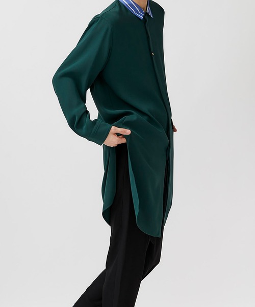 CULLNI(クルニ)の「STUDIOUS別注 クレリックロングシャツ(シャツ/ブラウス・メンズ・ブラック/ベージュ/グリーン・1/2)」の4枚目の写真