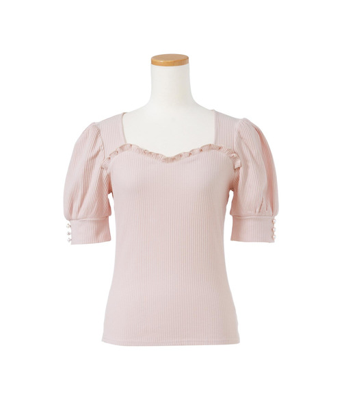 夢展望（ユメテンボウ）の「リボン付パフスリビスチェライクトップス（Tシャツ/カットソー・レディース・ブラック/オフホワイト/ピンク/ミント・MEDIUM/LARGE）」の15枚目の写真